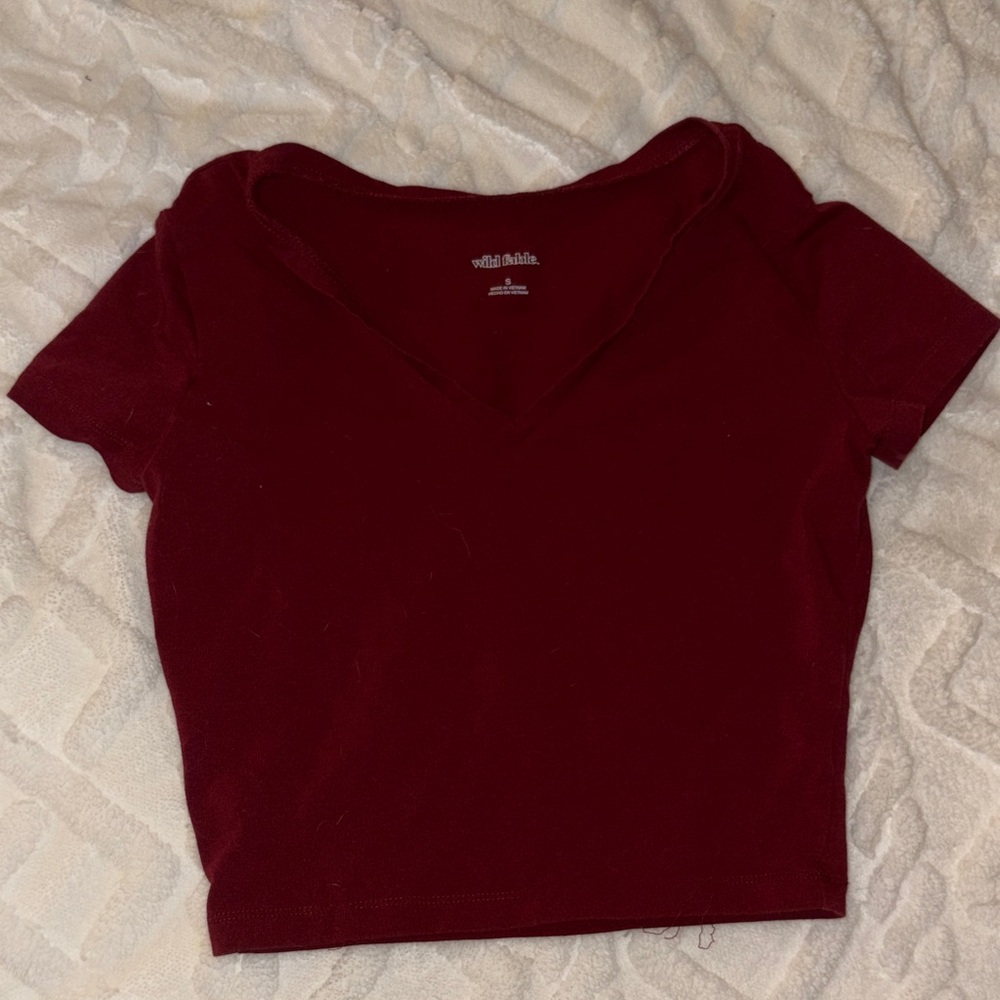 Wild Fable Deep Red V-Neck Crop Top